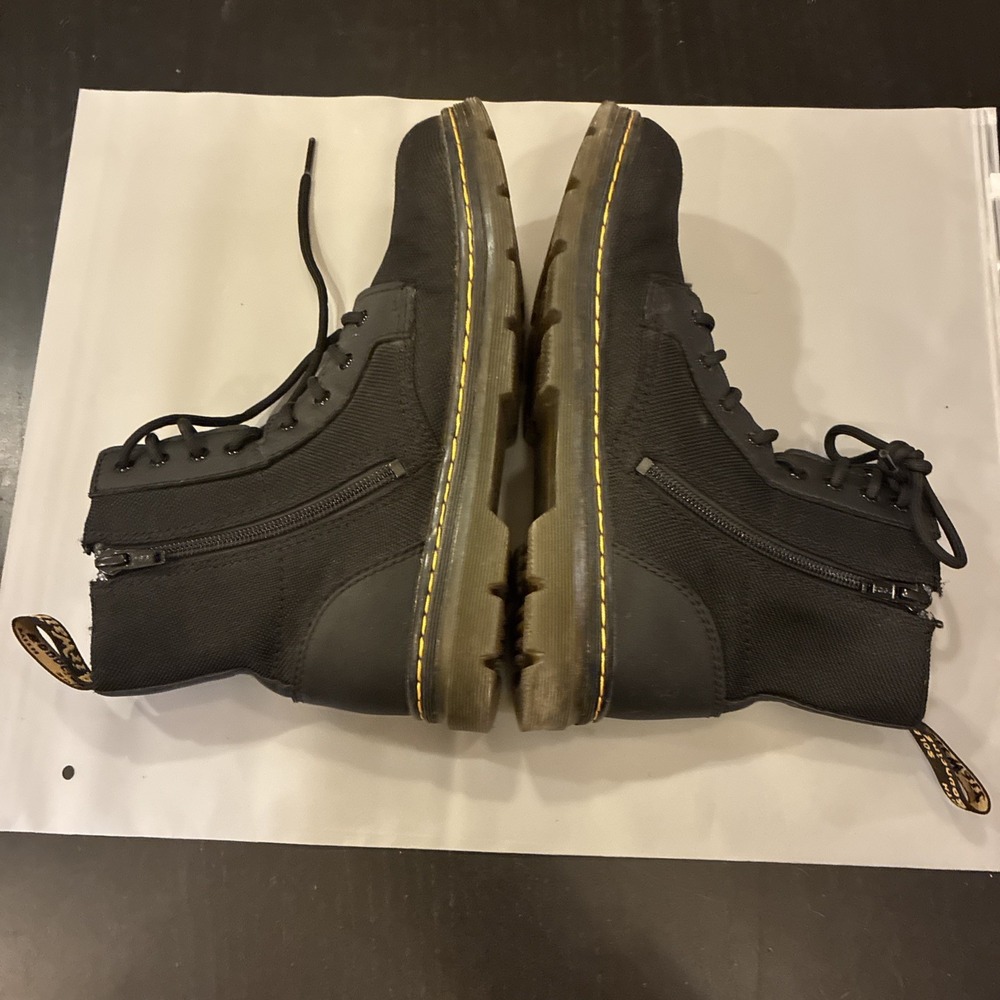 Dr. Martens Size 6 Lace Up Black Cloth And Leather Ankle Boots - Picture 5 of 7